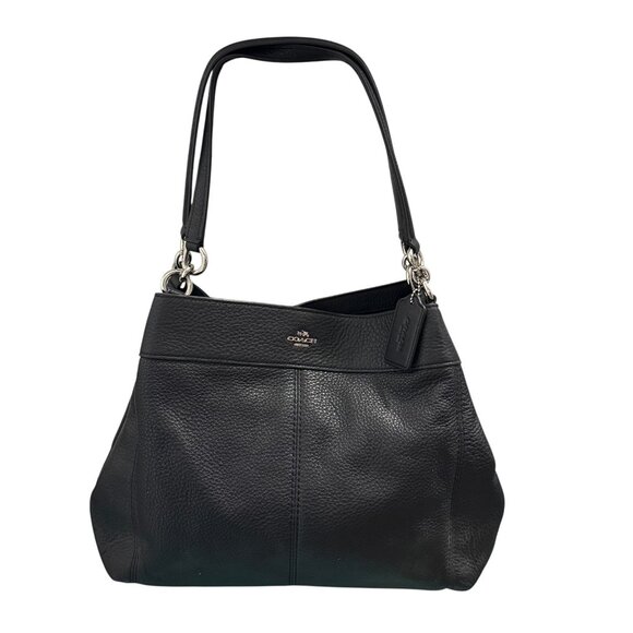 Coach Black Pebbled Leather Lexy Purse Hobo Shoulder Bag F57545 - Picture 1 of 10